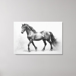 Monochroom Zwart Wit Paarden | Grote kunst aan de Canvas Afdruk