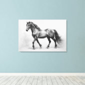 Monochroom Zwart Wit Paarden | Grote kunst aan de Canvas Afdruk (Insitu (Houten vloer))