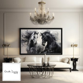 Monochroom Zwart Wit Paarden | Grote kunst aan de  Canvas Afdruk