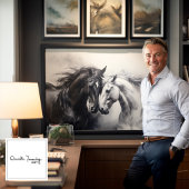 Monochroom Zwart Wit Paarden | Grote kunst aan de  Canvas Afdruk