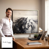 Monochroom Zwart Wit Paarden | Grote kunst aan de  Canvas Afdruk