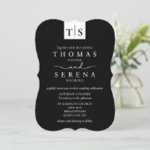 Monochroom Zwart Wit QR Code Budget Bruiloft Kaart (Staand voorkant)