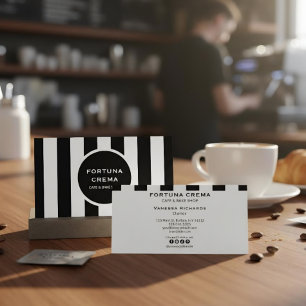 Monochroom Zwart & Wit Strepen Klassieke Marketing Visitekaartje