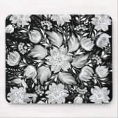 Monochroom zwart-wit volks kunst muismat (Voorkant)