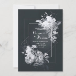 Monochroom Zwart Witte Bloemrijke Geometrische Tro Kaart