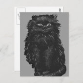 Monochroom zwarte kat briefkaart (Voorkant / Achterkant)
