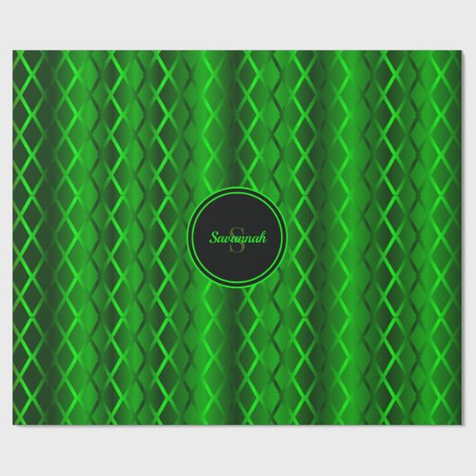 Monochroomschaduwen van groene monogrammed-geometr cadeaupapier (Vlak)