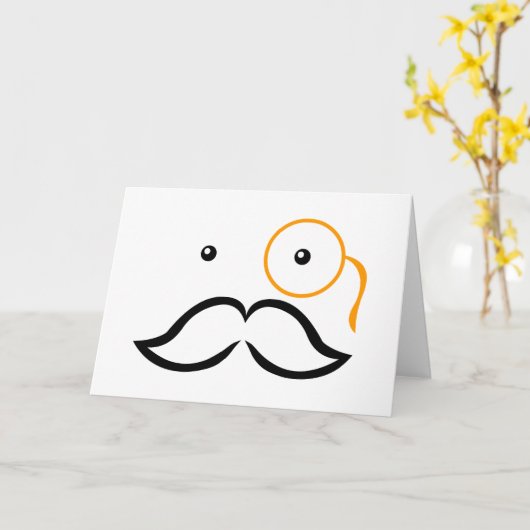 Monocle en Mustache Kaart (Gele Bloem)