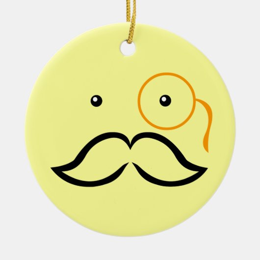 Monocle en Mustache Keramisch Ornament (Voorkant)
