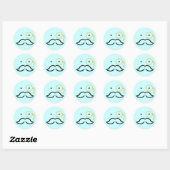 Monocle en Mustache Ronde Sticker (Vel)