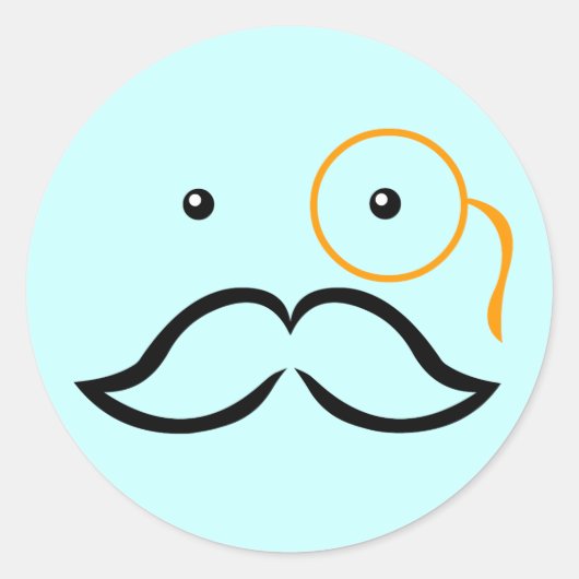 Monocle en Mustache Ronde Sticker (Voorkant)