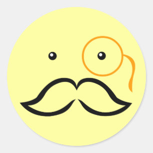Monocle en Mustache Ronde Sticker