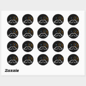 Monocle en Mustache Ronde Sticker (Vel)
