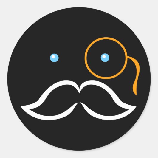 Monocle en Mustache Ronde Sticker (Voorkant)