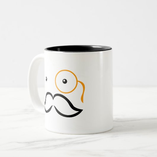 Monocle en Mustache Tweekleurige Koffiemok (Voorkant links)