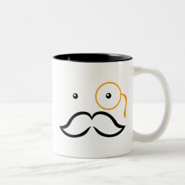 Monocle en Mustache Tweekleurige Koffiemok