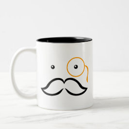 Monocle en Mustache Tweekleurige Koffiemok