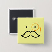 Monocle en Mustache Vierkante Button 5,1 Cm (Voorkant /achterkant)