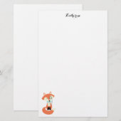 Monocle Hipster Red Fox Briefpapier (Voorkant / Achterkant)