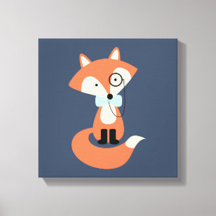 Monocle Hipster Red Fox Canvas Afdruk