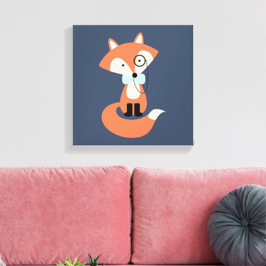 Monocle Hipster Red Fox Canvas Afdruk (Insitu (Woonkamer))