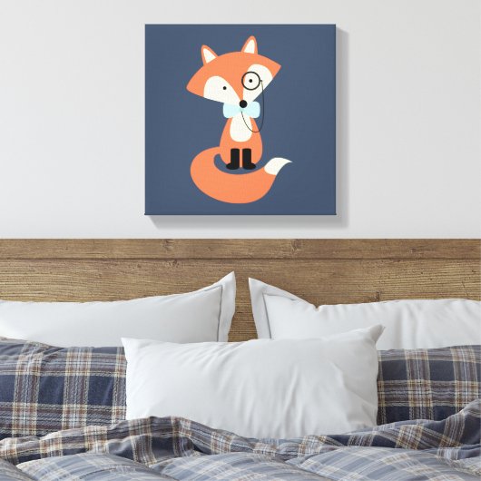 Monocle Hipster Red Fox Canvas Afdruk (Insitu (Slaapkamer))