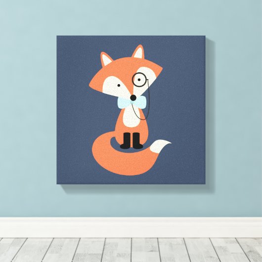 Monocle Hipster Red Fox Canvas Afdruk (Insitu (Houten vloer))