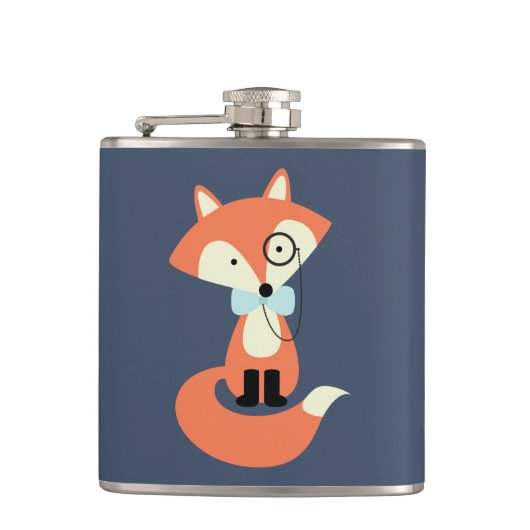 Monocle Hipster Red Fox Heupfles (Voorkant)