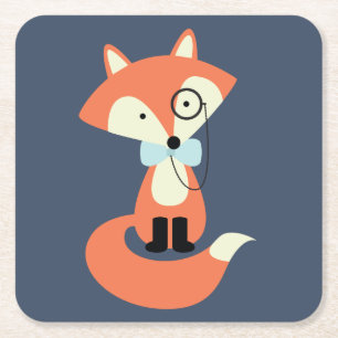 Monocle Hipster Red Fox Kartonnen Onderzetters