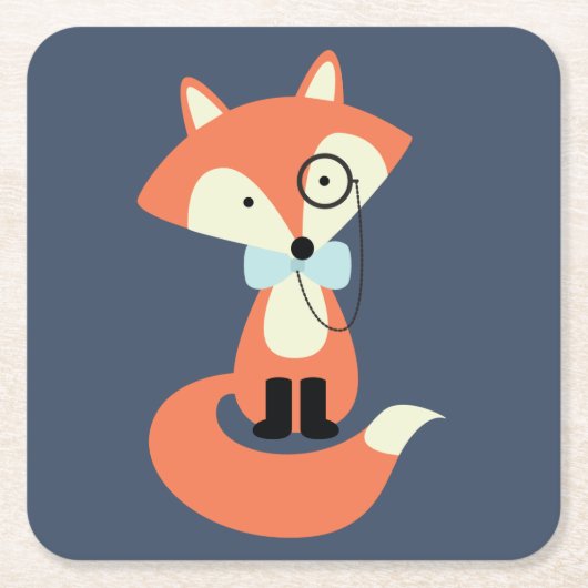 Monocle Hipster Red Fox Kartonnen Onderzetters (Voorkant)