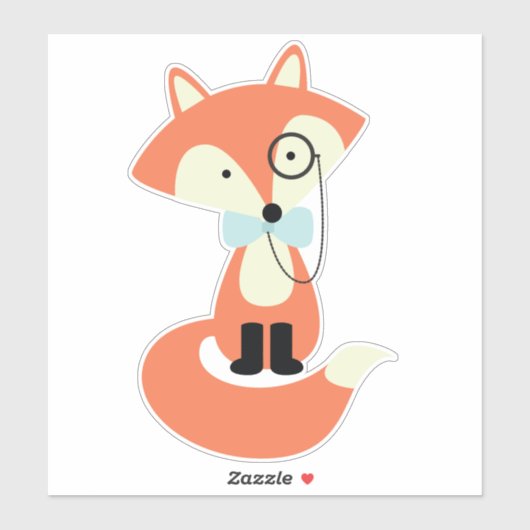 Monocle Hipster Red Fox Sticker (Vel)