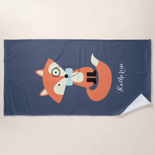 Monocle Hipster Red Fox Strandlaken (Voorkant)