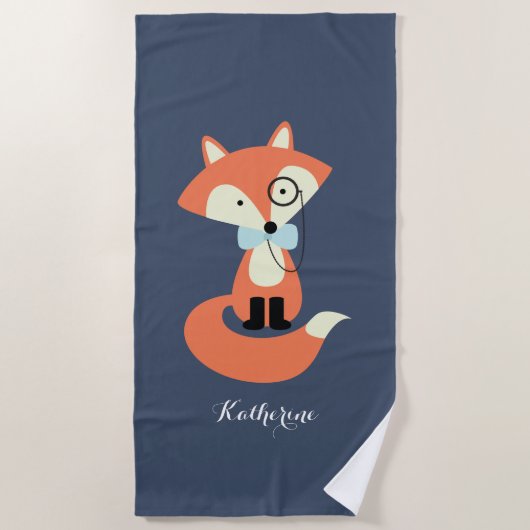 Monocle Hipster Red Fox Strandlaken (Voorkant)