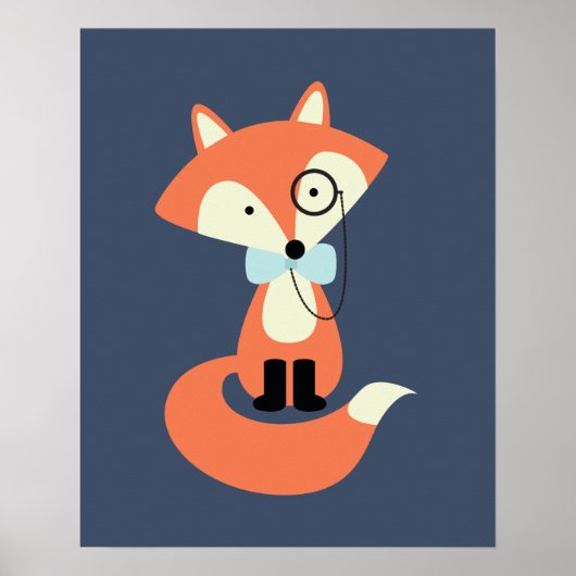 Monocle Hipster Rode Vos Poster (Voorkant)