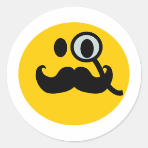 Monocle & Mustache  achtergrond) Ronde Sticker