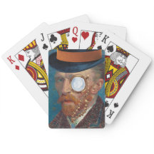 Monocle van Gogh in hoge hoed speelkaarten