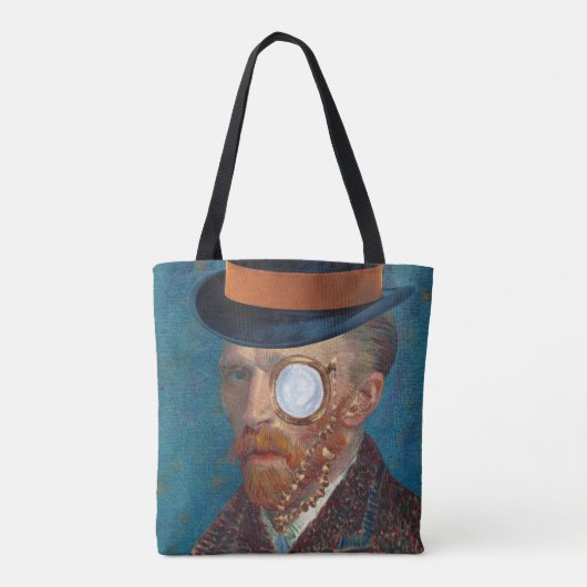 Monocle van Gogh in Top Hat Canvas tas (Achterkant)
