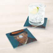 Monocle van Gogh in Top Hat Glass Onderzetter (Schuin)