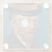 Monocle van Gogh in Top Hat Glass Onderzetter (Achterkant)