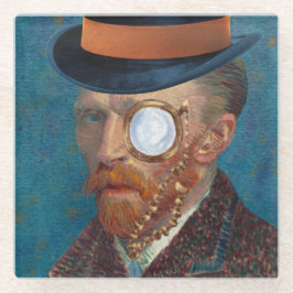 Monocle van Gogh in Top Hat Glass Onderzetter Glazen Onderzetter
