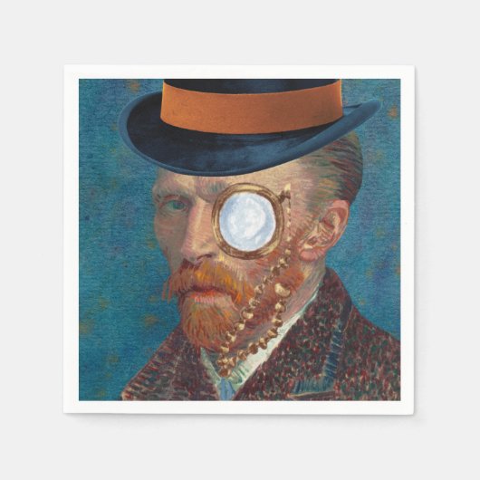 Monocle Van Gogh in Top Hoed Papier Servetten (Voorkant)