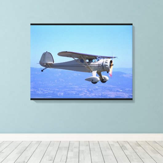 Monocoupe, 90A, 1937_Klassieke luchtvaart Canvas Afdruk (Insitu (Houten vloer))