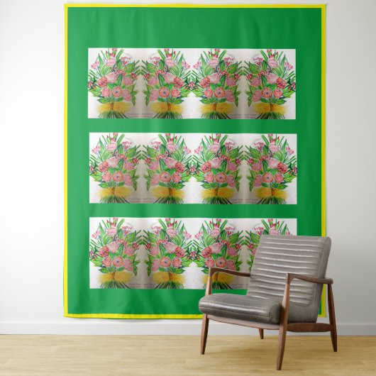 Monocromatisch flat-pack boeket wandkleed (In situ)