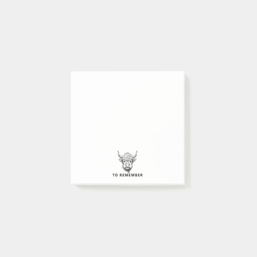 Monocrome Highland Koe  Funny Post-it® Notes (Voorkant)