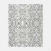 monocrome Symmetrical Doodle Mandala Black & White Fleece Deken (Voorkant)