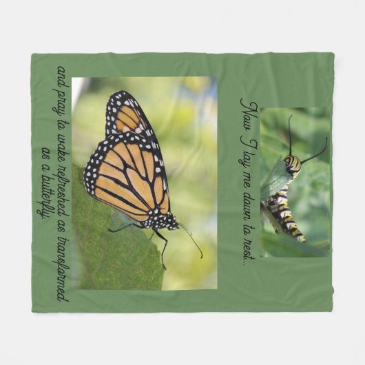 Monoculair caterpilotenvlinder fleece deken (Voorkant (Horizontaal))