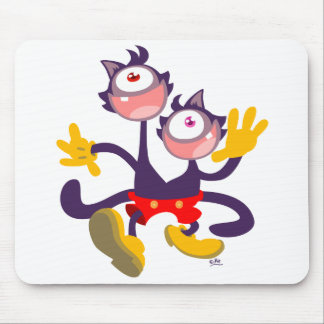 Monoculaire katten in Tandem Walk mousepad Muismat