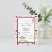 Monodig zakelijk 4x5 Roze Dot Baby shower Uitnodig Kaart (Staand voorkant)