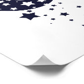 Monoen en stersilhouet in donkerblauw poster (Hoek)