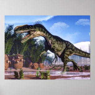 Monofosaurus dinosaur - 3D rendering Poster